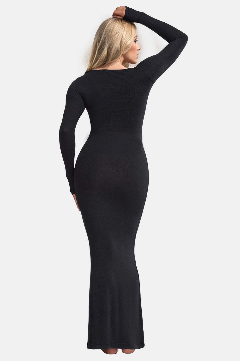 Built-In Shapewear Square Neck Long Sleeve Maxi Dress - Body By J'ne