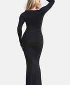 Built-In Shapewear Square Neck Long Sleeve Maxi Dress