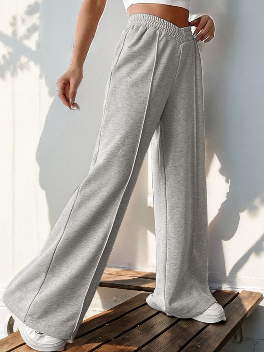 Pantalones anchos con cintura elástica Perfee