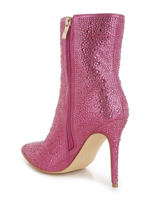 Anun Rhinestones Embellished High Ankle Boots - Body By J'ne