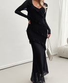 Devine Ruffled Surplice Long Sleeve Maxi Dress