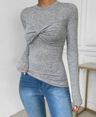 Perfee Twisted Round Neck Long Sleeve T-Shirt