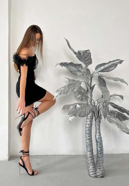 SHEENY CLEAR STILETTO LACE UP SANDAL - Body By J'ne