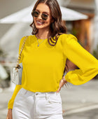 Round Neck Balloon Sleeve Blouse - Body By J'ne