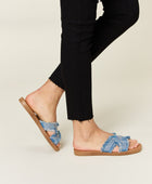 Raw Trim Denim H-Band Flat Sandals - Body By J'ne