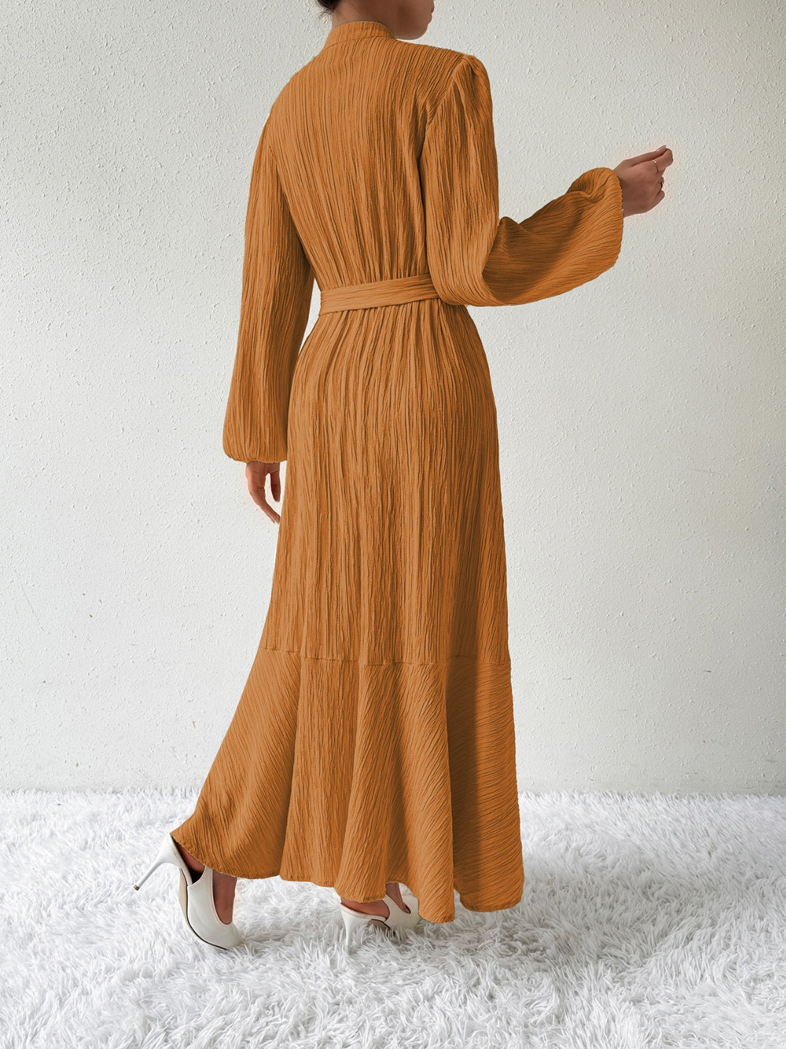 Tie Waist Long Sleeve Dress - Body By J'ne