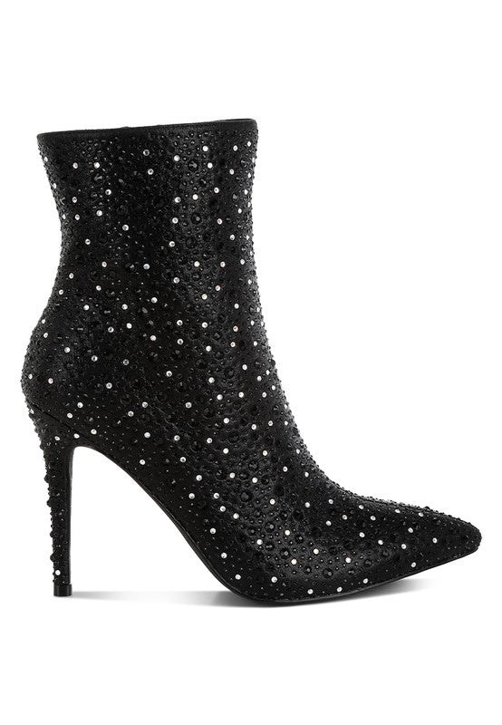 Lobelia Rhinestones Embellished Stiletto Boots - Body By J'ne