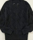 Openwork V-Neck Long Sleeve Sweater