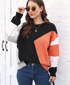 Color Block Round Neck Sweater