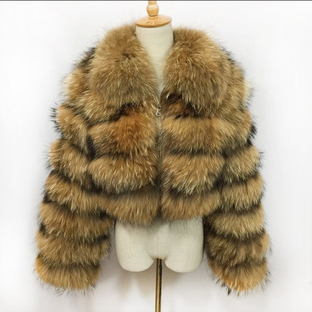 Hot Cocoa Fox Fur Stitching Coat - Body By J'ne