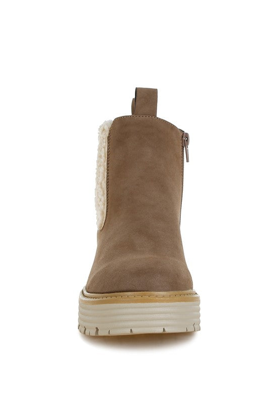 Mothman Faux Fur Detail Chunky Ankle Boots - Body By J'ne