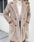 Fuzzy Button Up Long Sleeve Coat with Pockets