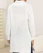 Slit Turtleneck Long Sleeve Sweater