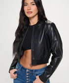 Coalition LA Zip Up Cropped Bomber Jacket