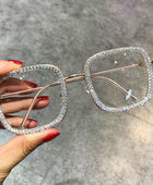 Gafas de moda cuadradas con incrustaciones de diamantes