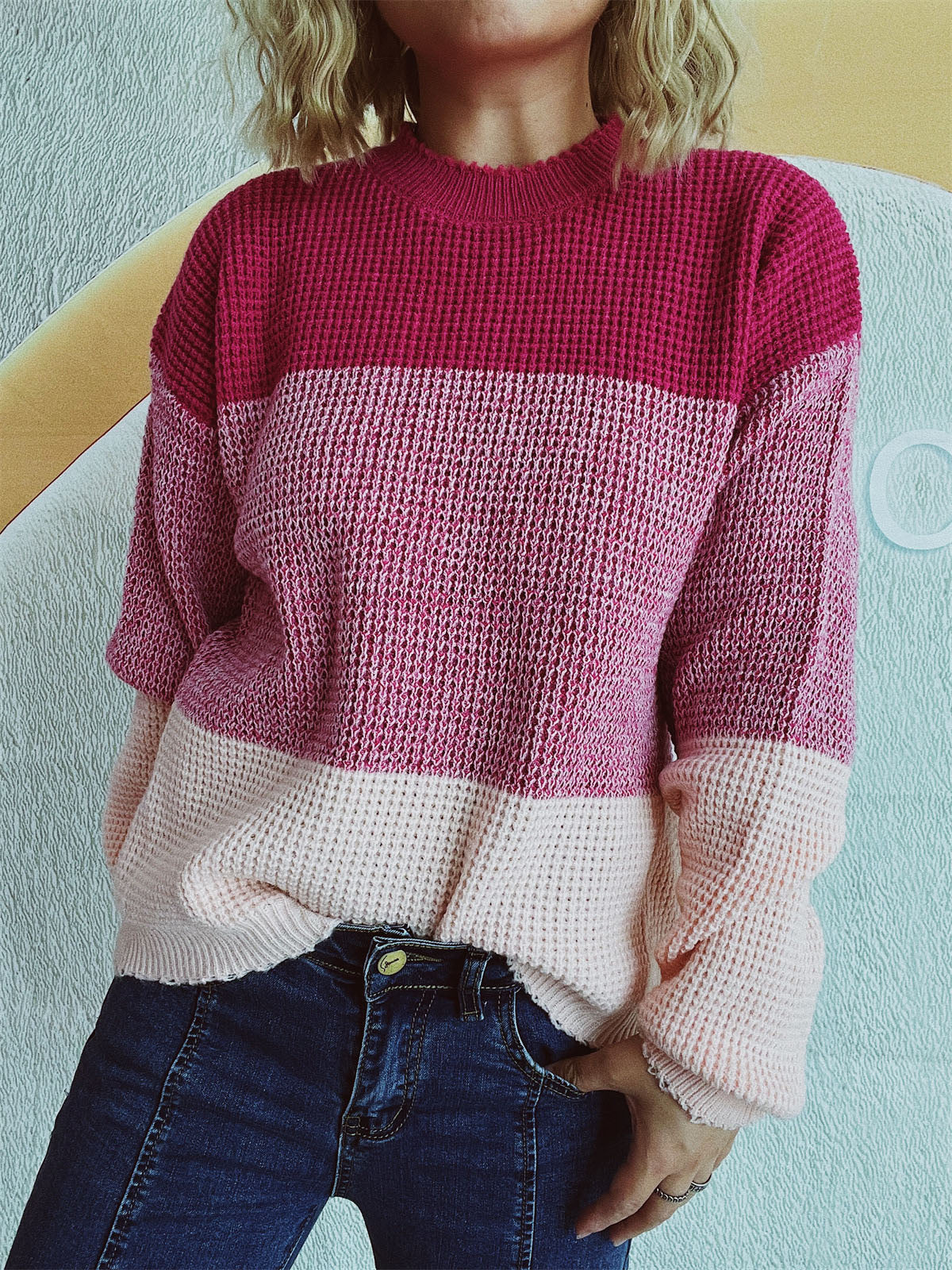Color Block Long Sleeve Sweater - Body By J'ne