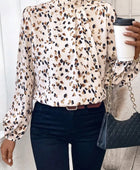 Printed Mock Neck Long Sleeve Blouse