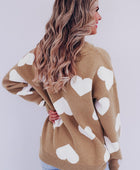 Heart Round Neck Long Sleeve Sweater