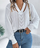 Cutout V-Neck Long Sleeve Sweater