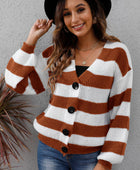 Striped Button Up Long Sleeve Sweater