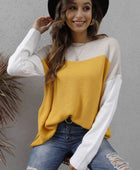 Color Block Round Neck Sweater