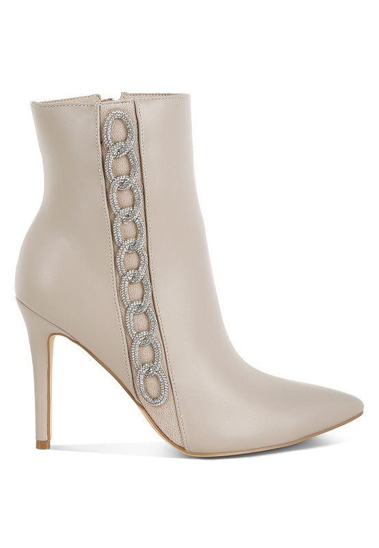 Kalina Rhinestones Chain Detail Boots - Body By J'ne