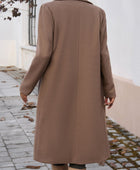 Devine Pocketed Collared Neck Long Sleeve Coat