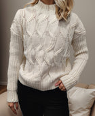 Cable-Knit Mock Neck Long Sleeve Sweater - Body By J'ne