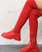 PU Leather Round Toe Platform Boots