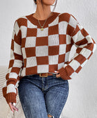 Checkered Round Neck Sweater