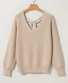 Tied V-Neck Long Sleeve Sweater