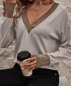 V-Neck Dropped Shoulder Blouse - Body By J'ne