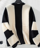 Color Block Round Neck Long Sleeve Sweater