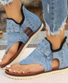 Studded Raw Hem Flat Sandals - Body By J'ne