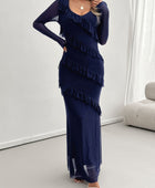 Devine Ruffled Surplice Long Sleeve Maxi Dress