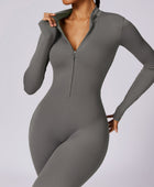 Zip Up Mock Neck Long Sleeve Jumpsuit - Body By J'ne