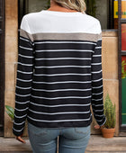 Perfee Striped Round Neck Long Sleeve T-Shirt