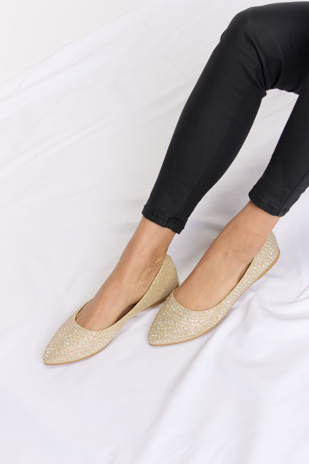 Rhinestone Point Toe Flat Slip-Ons - Body By J'ne