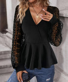 Peplum Surplice Long Sleeve Blouse