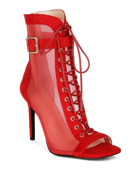 Cabernet Mesh & Microfiber Stiletto Boots - Body By J'ne