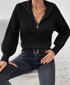 Honey Half Zip Dropped Shoulder Sweater