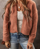 Open Front Dropped Shoulder Cardigan