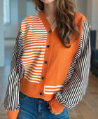 Striped Button Down Long Sleeve Cardigan