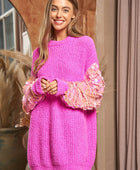 Sequin Sleeve Sweater Knit Tunic Top