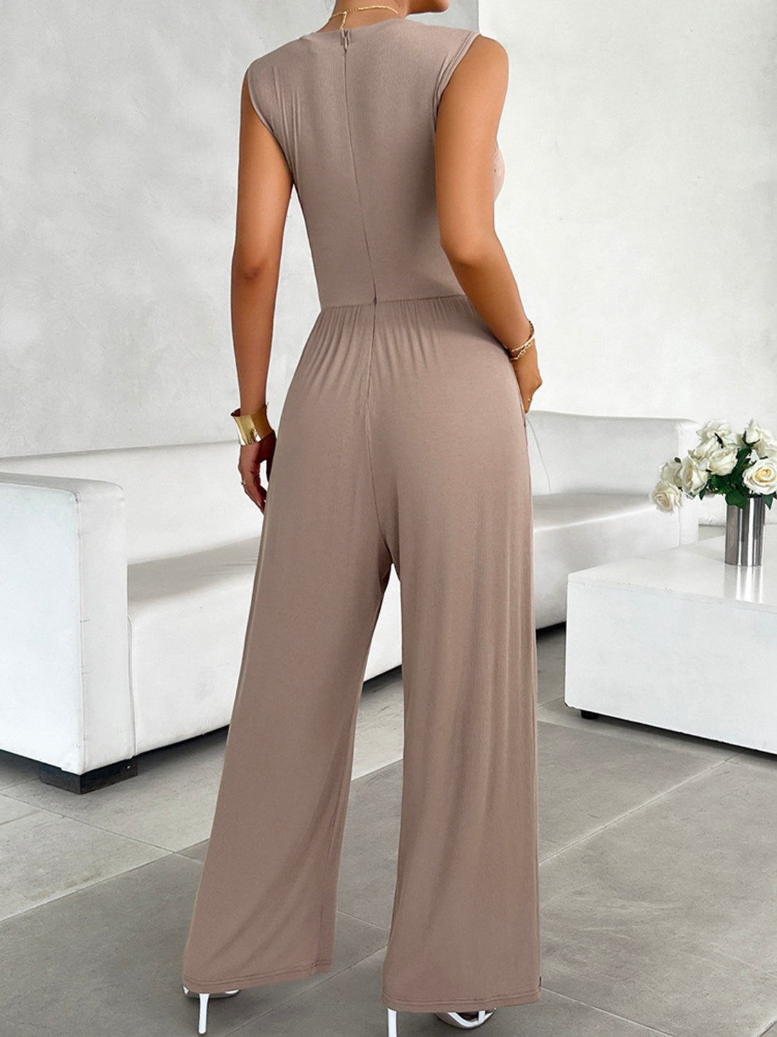 Devine Round Neck Sleeveless Wide Leg Jumpsuit - Body By J'ne