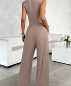 Devine Round Neck Sleeveless Wide Leg Jumpsuit