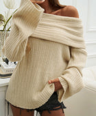 Devine Off-Shoulder Extra-Long Sleeve Sweater