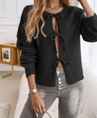 Devine Tied Round Neck Dropped Shoulder Cardigan