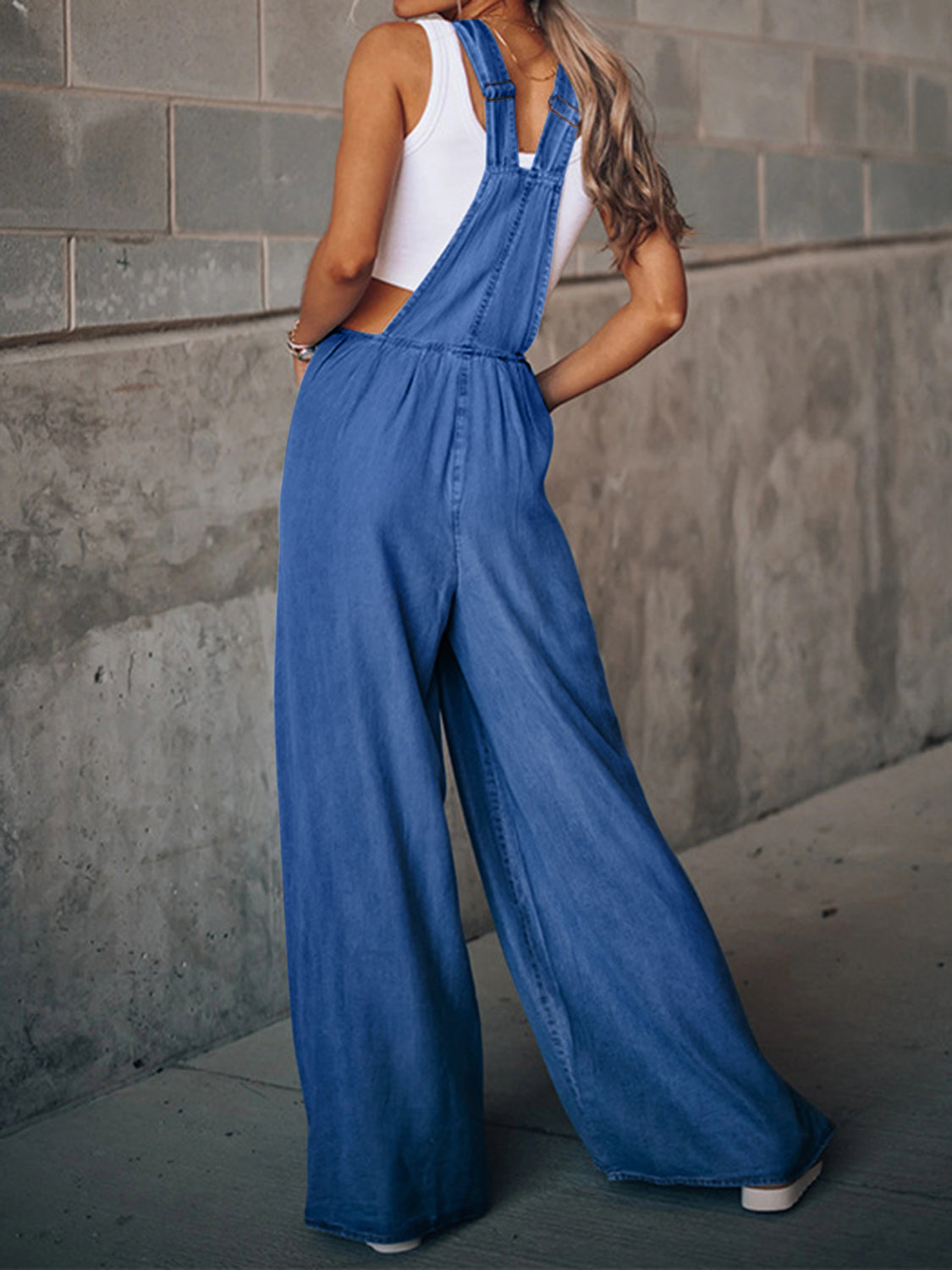 Distressed Wide Leg Denim Overalls - Body By J'ne