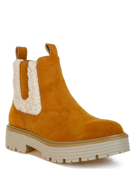 Mothman Faux Fur Detail Chunky Ankle Boots - Body By J'ne